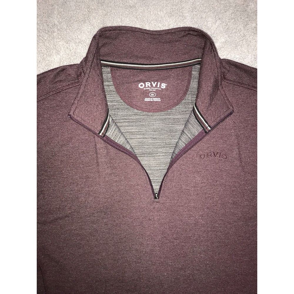 Orvis Sweatshirt Mens XLarge Maroon Soft 1/4 Zip‎ Stretch Pullover XL - Picture 8 of 12
